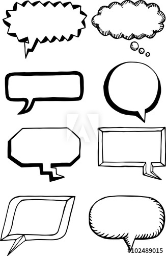 326x500 Hand Drawn Thought And Speech Bubbles And Balloons Blank Empty