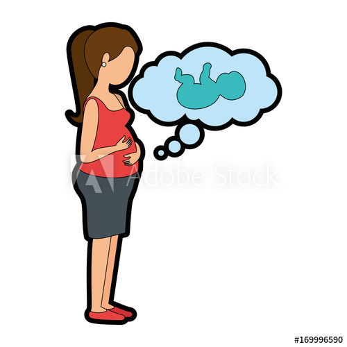 500x500 Woman Pregnant With Baby In Dream Bubble Vector Illustration