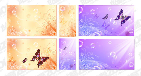 483x261 Butterfly Dream Flower Bubble Vector Background Material Over