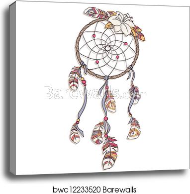 382x390 Dreamcatcher Vector Illustration, Canvas Print Barewalls Posters