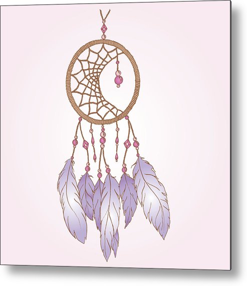 493x572 Ethnic Hand Made Feather Dream Catcher Vector Metal Print