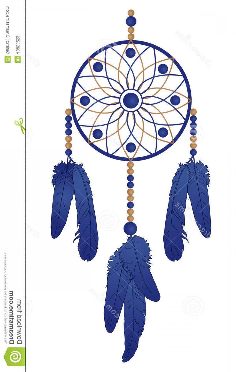 990x1560 Stock Illustration Dream Catcher Blue Feathers Vector Illustration