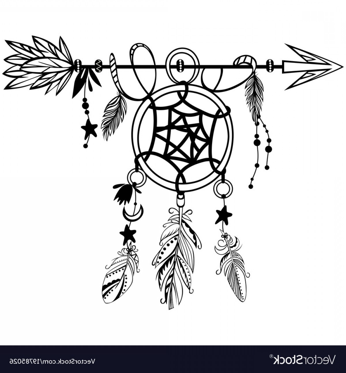1200x1296 Wooden Arrow With Dreamcatcher Vector Savoyuptown