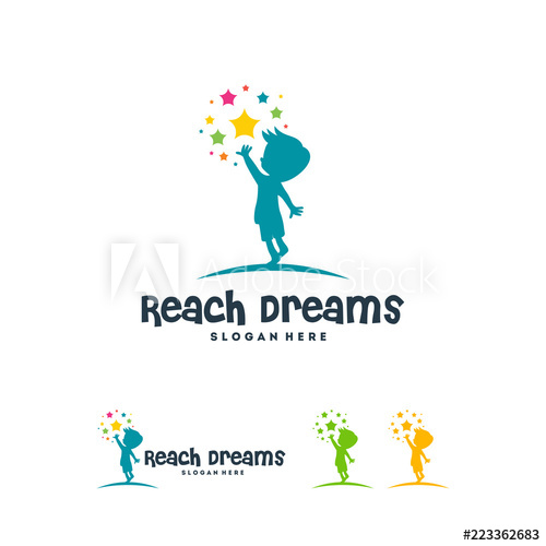 500x500 Reaching Star Logo, Online Learning Logo Designs Vector, Kids