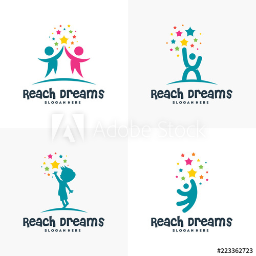 500x500 Set Of Reaching Star Logo, Online Learning Logo Designs Vector
