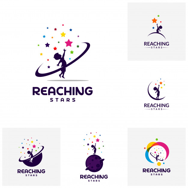 626x626 Set Of Reaching Stars Logo Design Template Dream Star Logo