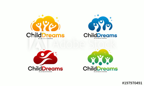500x300 Set Of Cloud Dreams Logo Designs, Online Learning Logo Designs