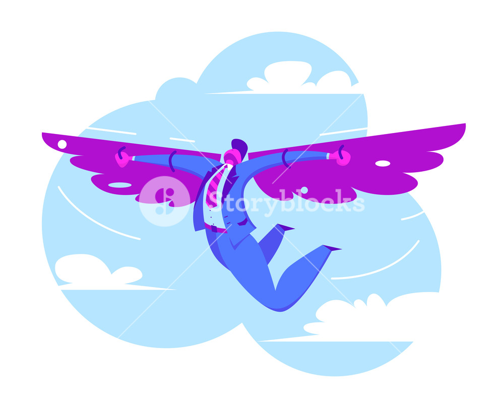 1000x810 Businessman Flying On Wings In Sky To Success Successful Business