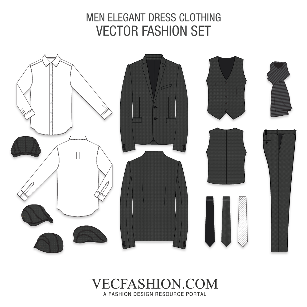 1000x1000 Men Dress Clothing Vector Set