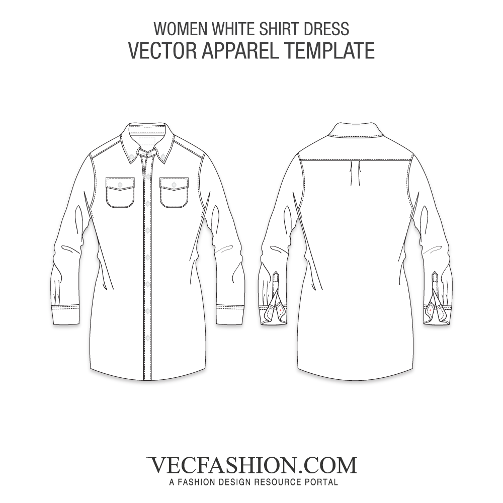 1000x1000 White Shirt Dress Vector Template