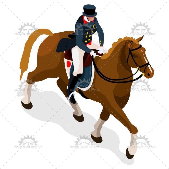 690x690 Equestrian Dressage Sports Vector Illustration