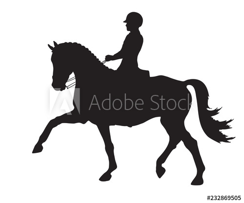 500x417 Equestrian Sport Vector Silhouette Of A Dressage Rider On A Horse
