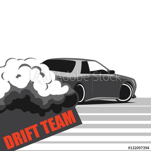 500x500 Drifting Car Illustration, Street Racing Concept, Vector Design