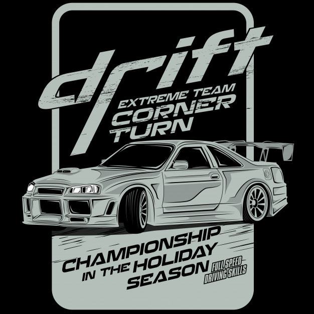 626x626 Extreme Team Drift, Car Vector Illustration Vector Premium Download
