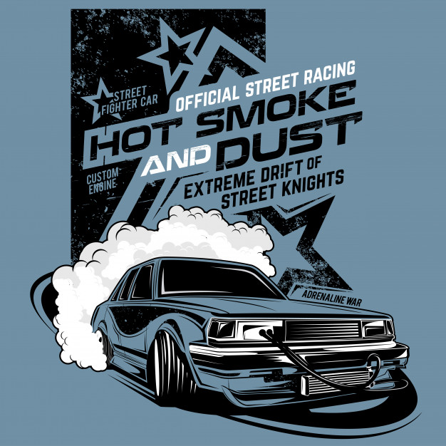 626x626 Hot Smoke And Dust, Illustration Of Drift Car Vector Premium