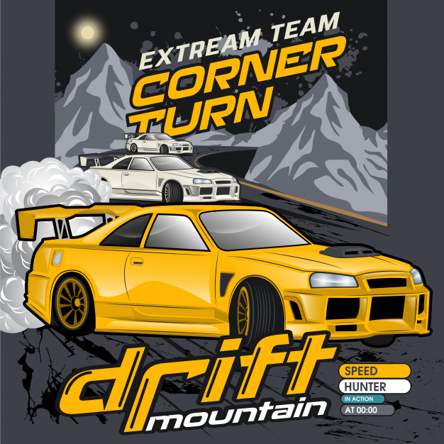 626x626 Mountain Drift Cars, Vector Car Illustrations Vector Premium
