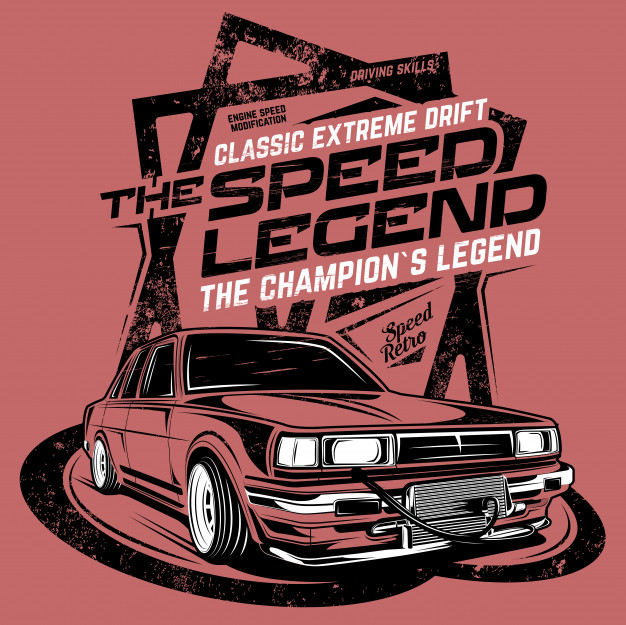 626x625 The Speed Legend, Illustration Of A Classic Drift Car Vector