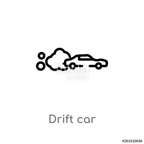 500x500 Outline Drift Car Vector Icon Isolated Black Simple Line Element