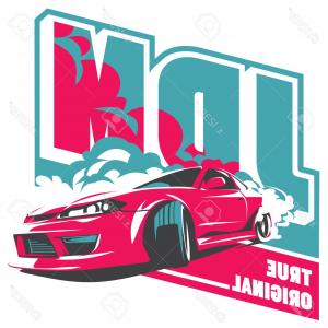 300x300 Photostock Vector Burnout Car Japanese Drift Sport Car Jdm Racing