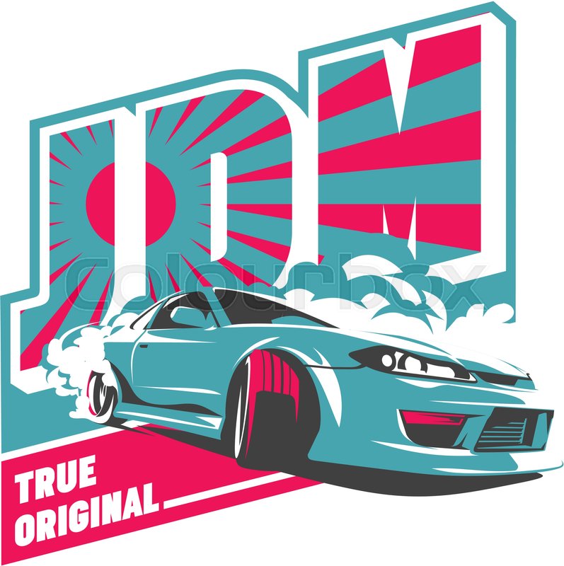 797x800 Burnout Car, Japanese Drift Sport Car, Stock Vector Colourbox