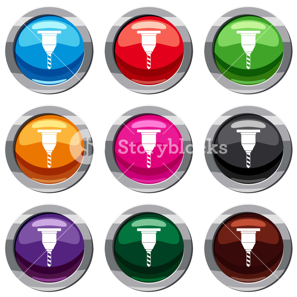 1000x1000 Drill Bit Set Icon Isolated On White Icon Collection Vector
