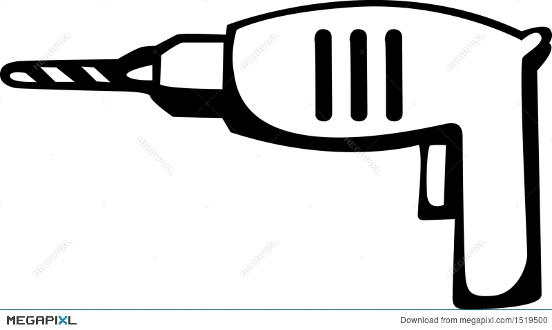 800x479 Electric Hand Drill Tool And Drill Bit Vector Illustration