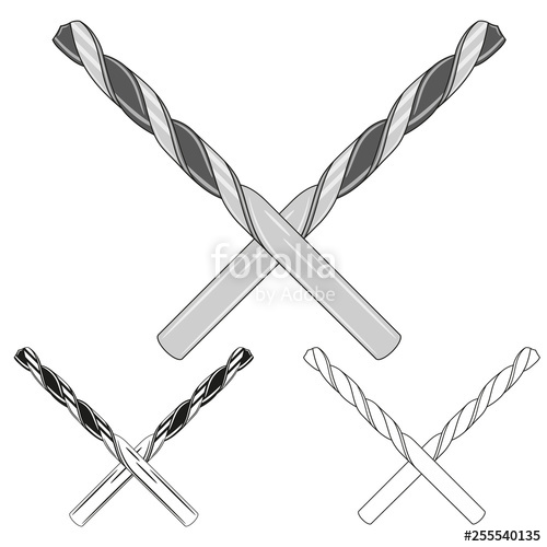 500x500 Set Of Crossed Drill Bit Vector Illustration Stock Image