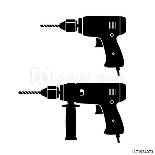 500x500 Black Drill Vector Icons On White Background