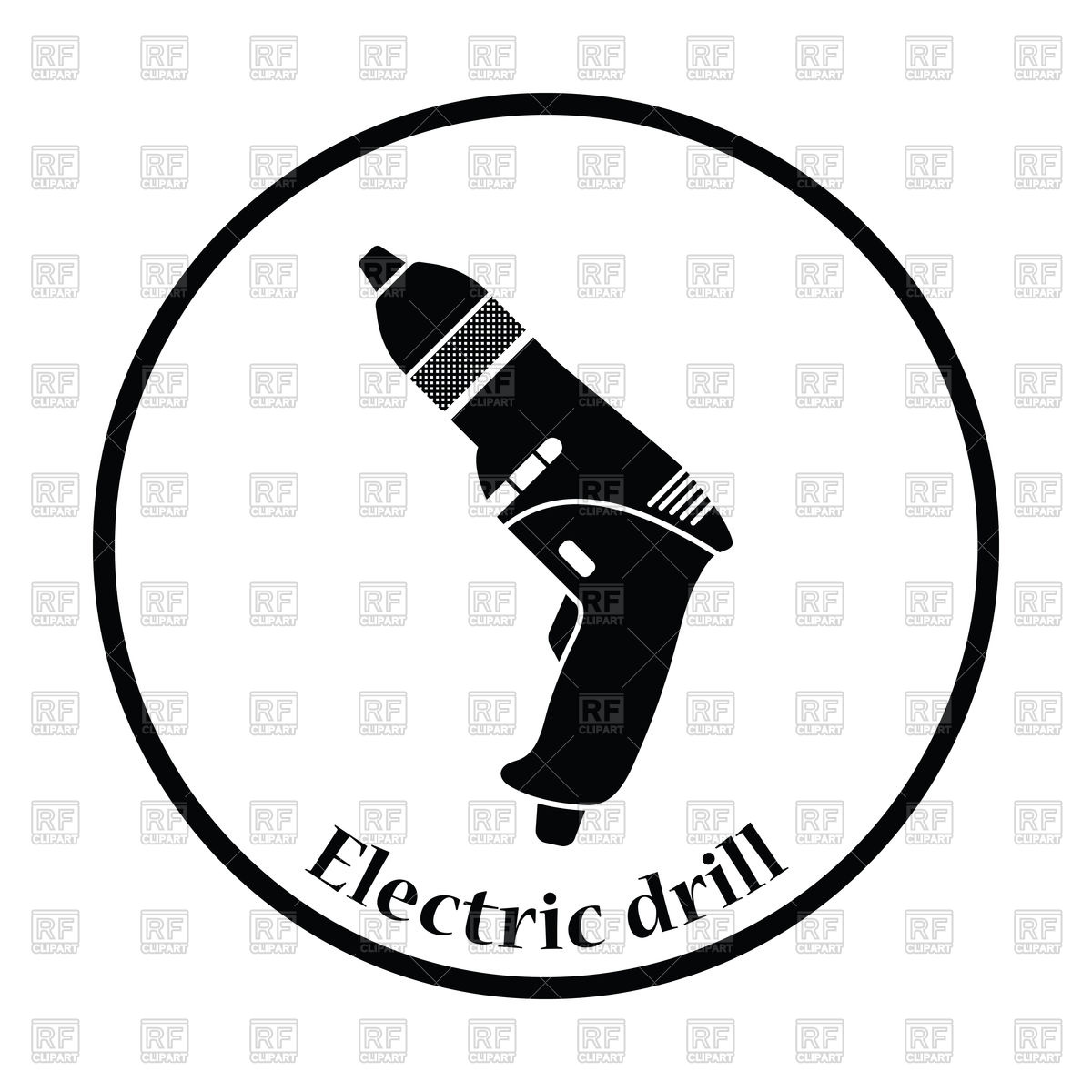 1200x1200 Thin Circle Design Icon Of Electric Drill Vector Image