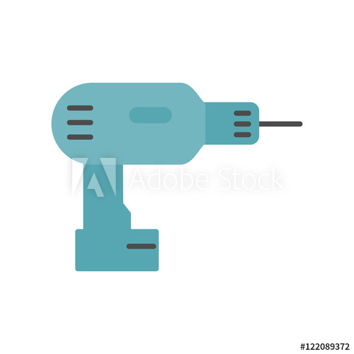 500x500 Screwdriver Drill Vector Icon Flat Design