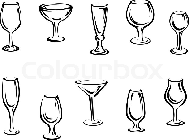 800x594 Alcohol And Drink Glasses Stock Vector Colourbox