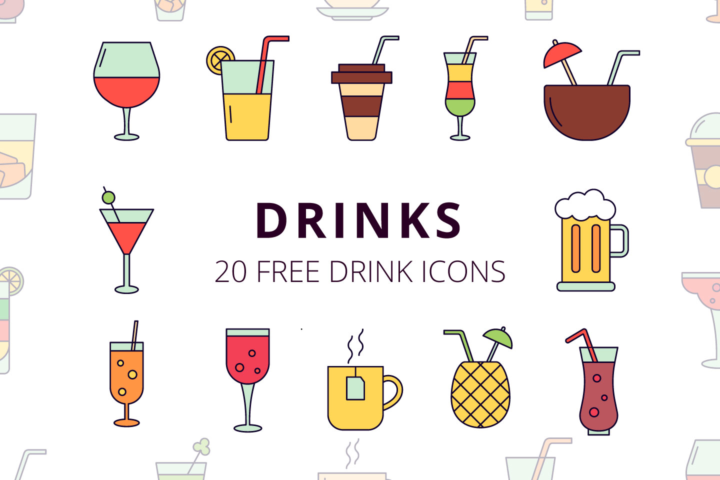 1440x960 Drinks Vector Free Icon Set