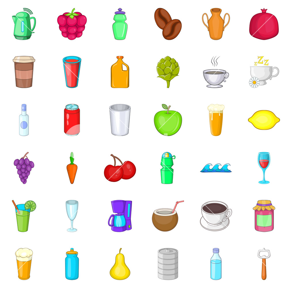 1000x1000 Hot Drink Icons Set Cartoon Style Of Hot Drink Vector Icons