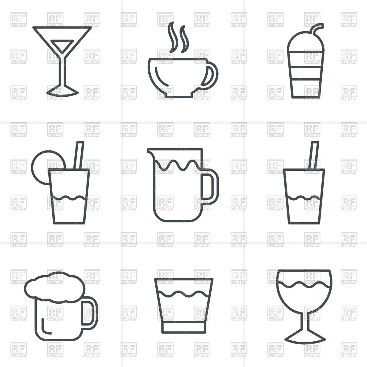1200x1200 Line Icons Style Drink Vector Image Of Food And Beverages