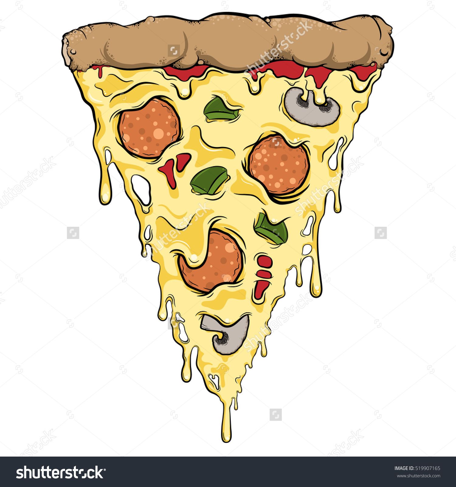 1500x1600 Pizza Slice Dripping Cheese Toppings Stock Vector
