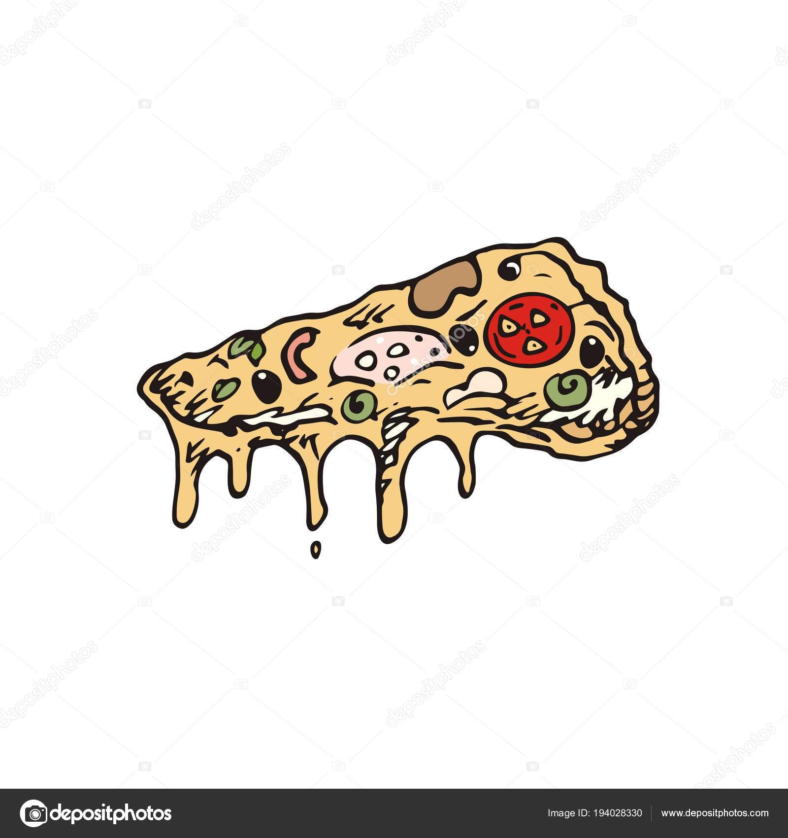1600x1700 Doodle Art Pizza Elegant Slice Pizza Dripping Cheese White