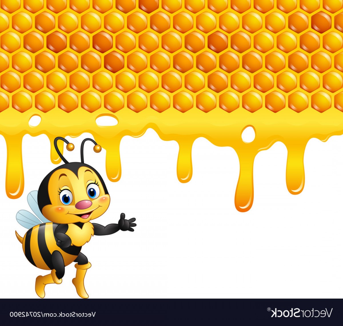 1200x1141 Cartoon Bee With Honeycomb And Honey Dripping Vector Soidergi