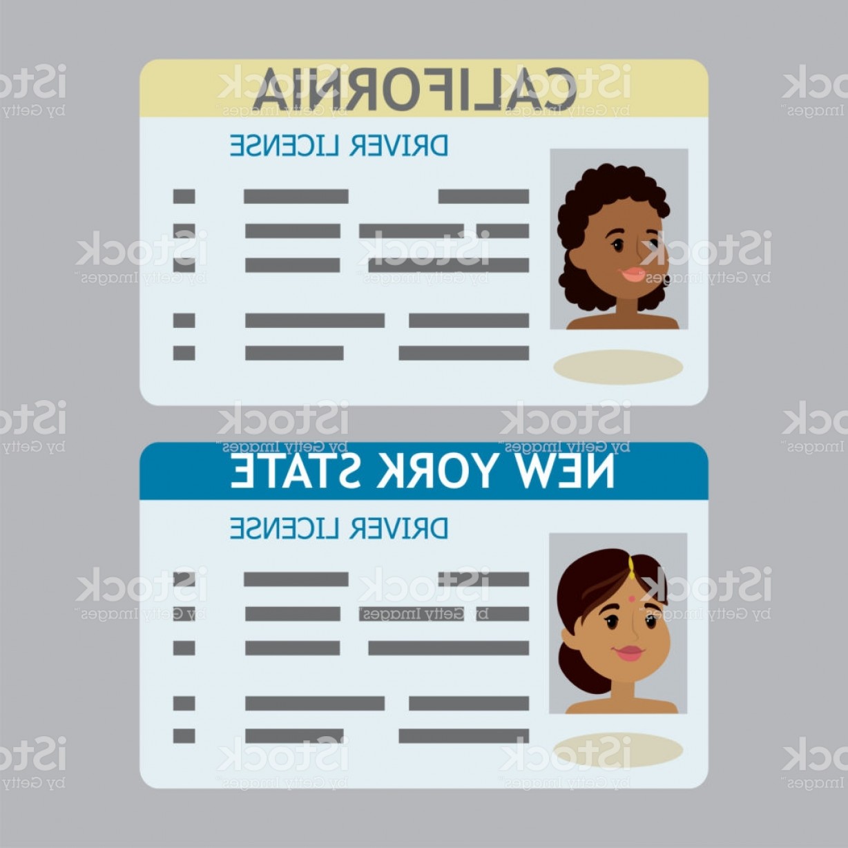 1228x1228 Two Cartoon Driver License With African American And Indian Fema