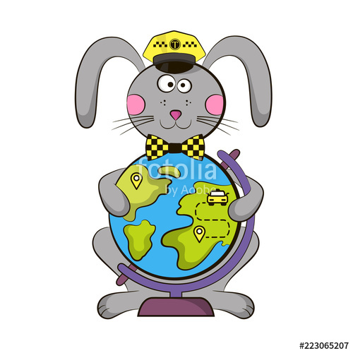 500x500 Logo For Taxi Company Bunny In Hat Taxi Driver Vector
