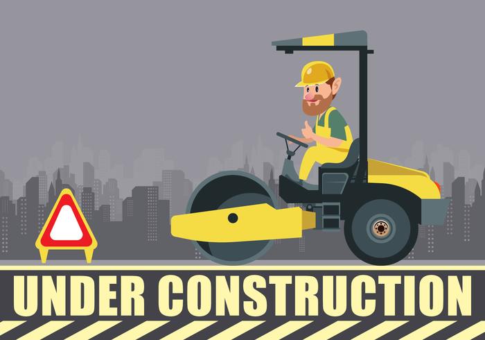 700x490 Under Construction Road Roller And Driver Vector