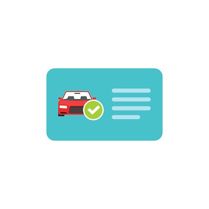416x416 Driver License Vector Icon, Card With Car And Green Checkmark