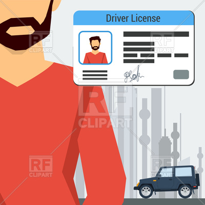 400x400 Flat Style Man With Car And Driver License Vector Image Of People