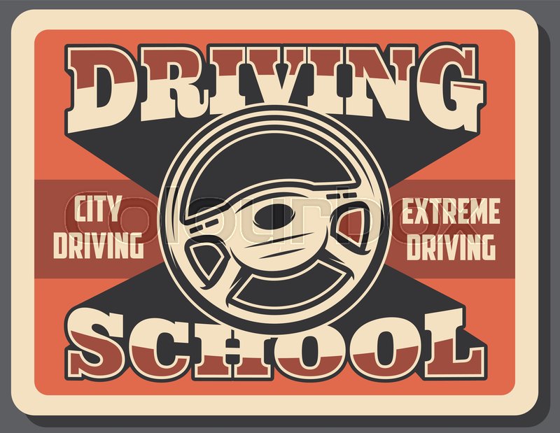 800x619 Driving School Retro Signboard, City Stock Vector Colourbox