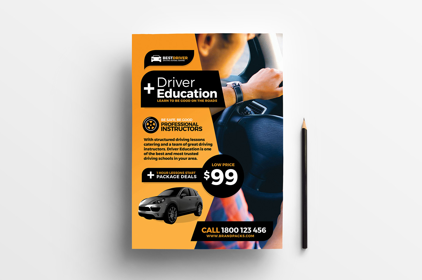 1440x956 Free Driving School Poster Rack Card Template
