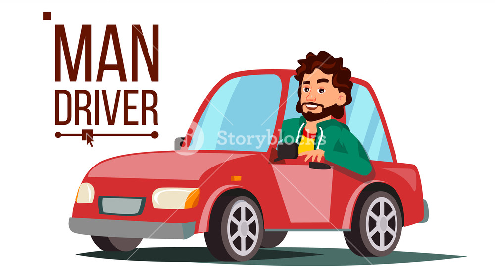 1000x563 Man Driver Vector Sitting In Modern Automobile Buy A New Car