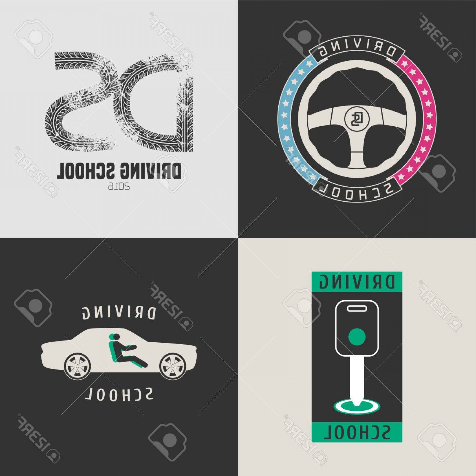 1560x1560 Photostock Vector Set Of Automobile Driving School Vector Icons