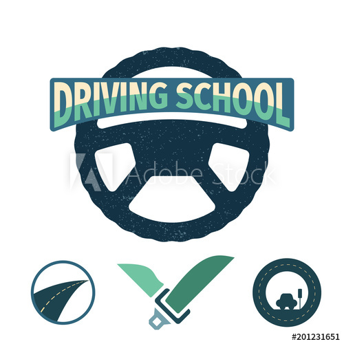 500x500 Set Of Vector Graphic Elements On The Subject Driving School