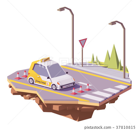 450x419 Vector Low Poly Driving School Car