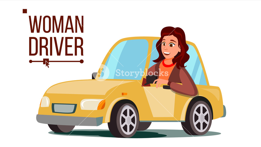1000x563 Woman Driver Vector Sitting In Modern Automobile Buy A New Car