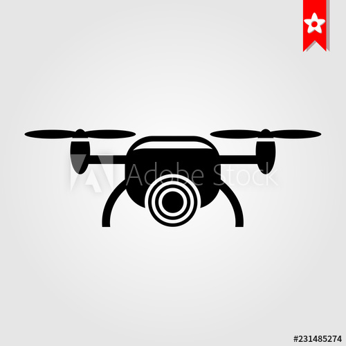 500x500 Drone Icon Vector Isolated On White Background, Black And White